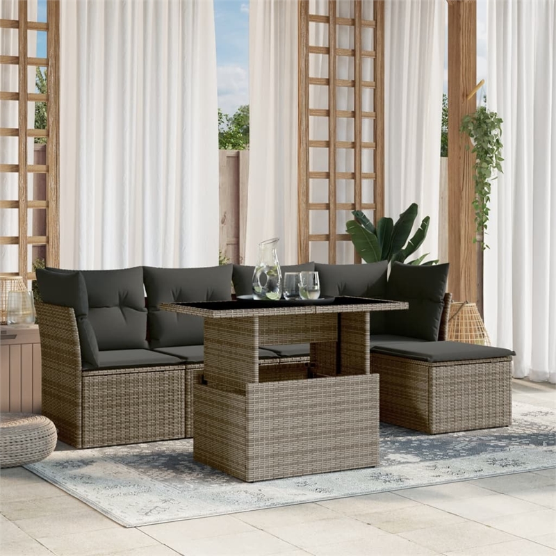vidaXL 6 Piece Steel Sofa Set in Gray