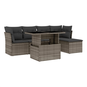 vidaXL 6 Piece Steel Sofa Set in Gray