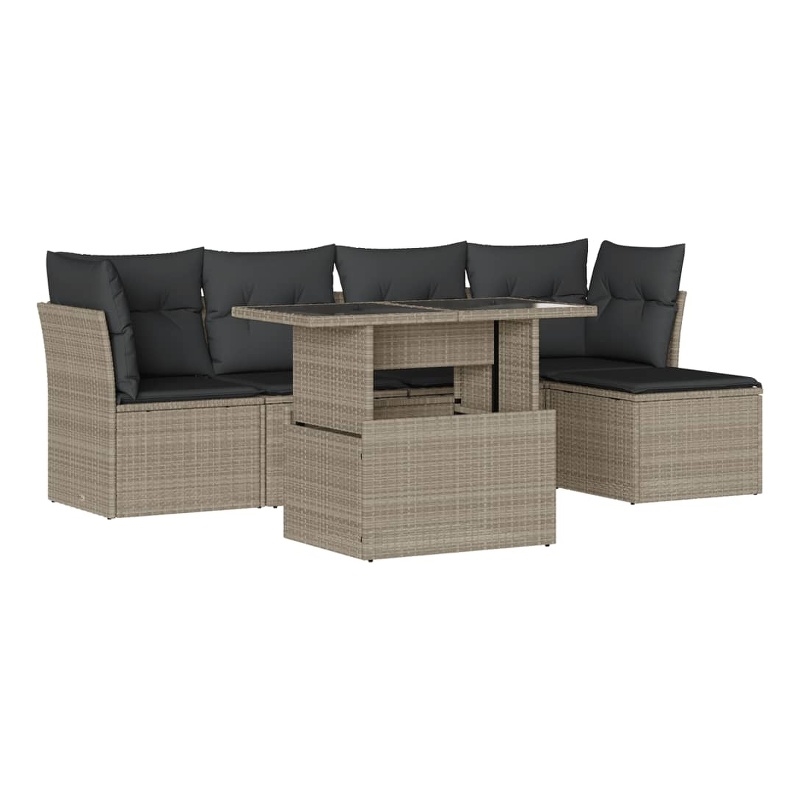 vidaXL 6 Piece Poly Rattan Sofa Set in Gray