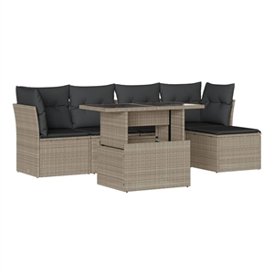 vidaXL 6 Piece Poly Rattan Sofa Set in Gray