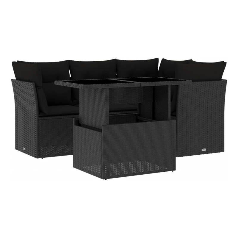 vidaXL 5 Piece Steel Sofa Set in Black