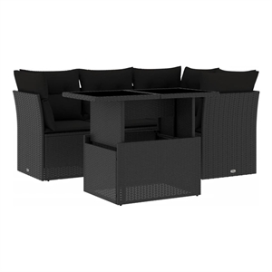 vidaXL 5 Piece Steel Sofa Set in Black