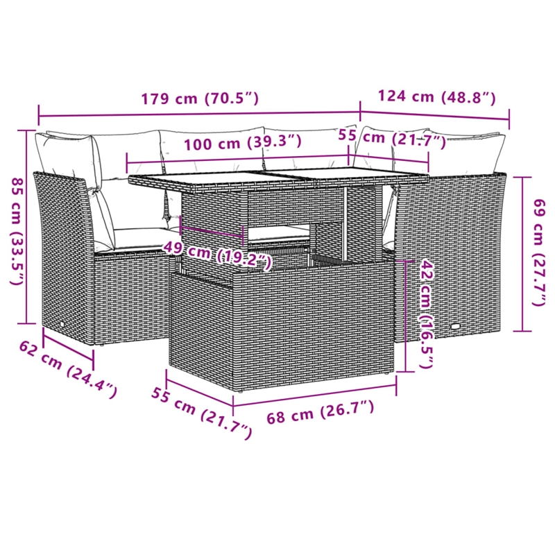 vidaXL 5 Piece Sofa Set in Gray/Anthracite