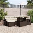 vidaXL Poly Rattan Sofa Set in White/Brown/Cream