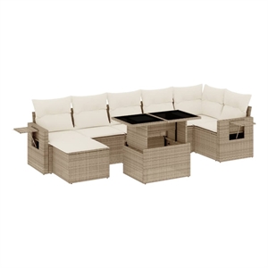 vidaXL 8 Piece Poly Rattan Sofa Set in Beige