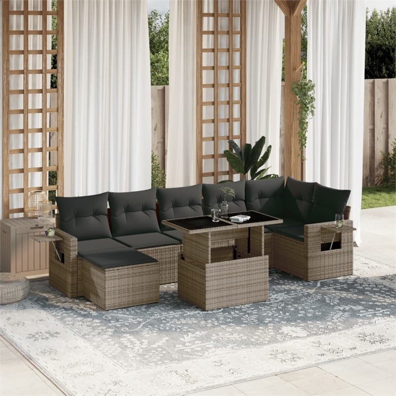 vidaXL 8 Piece Poly Rattan Sofa Set in Gray