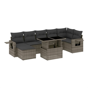 vidaXL 8 Piece Poly Rattan Sofa Set in Gray