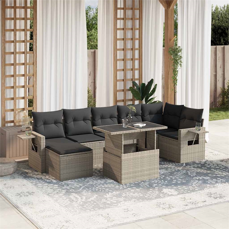 vidaXL 8 Piece Poly Rattan Sofa Set in Gray/Anthracite