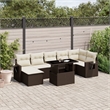 vidaXL 8 Piece Poly Rattan Large Sofa Set in Brown/Cream
