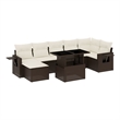 vidaXL 8 Piece Poly Rattan Large Sofa Set in Brown/Cream
