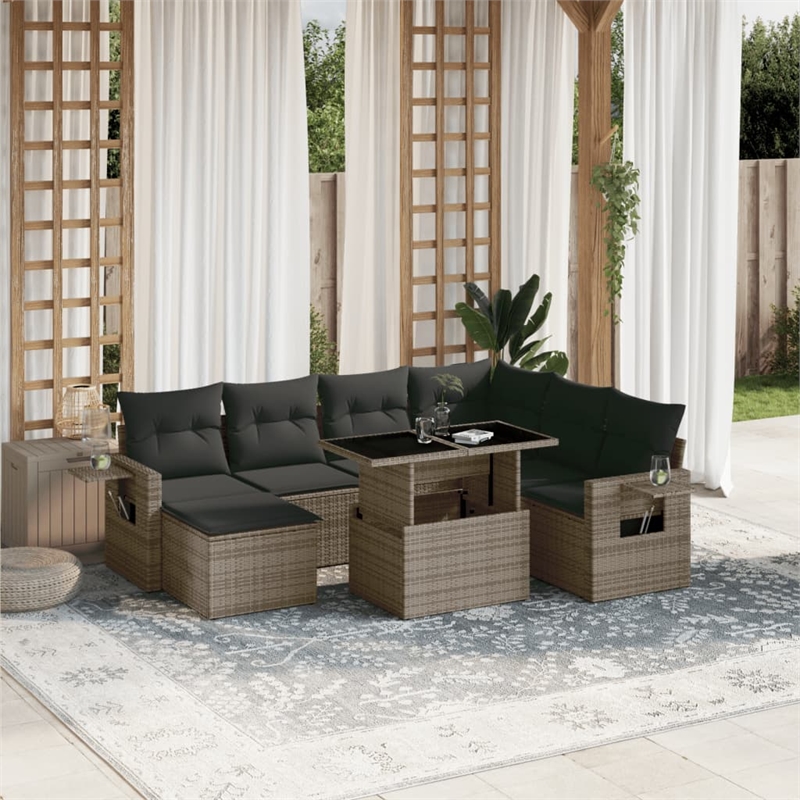 vidaXL 8 Piece Poly Rattan Sofa Set in Gray