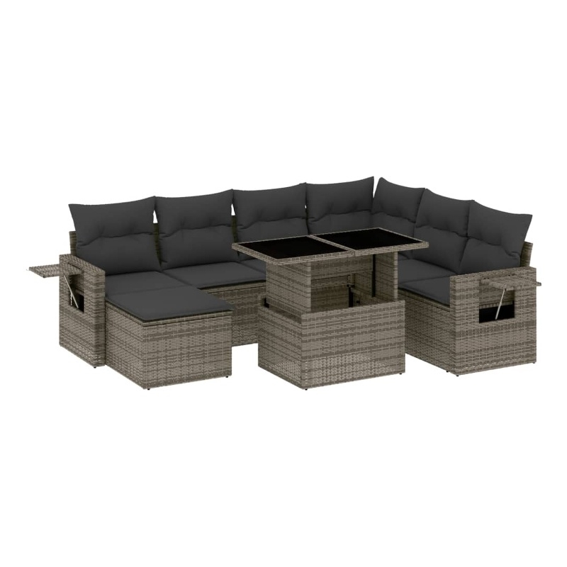vidaXL 8 Piece Poly Rattan Sofa Set in Gray