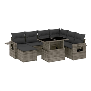 vidaXL 8 Piece Poly Rattan Sofa Set in Gray