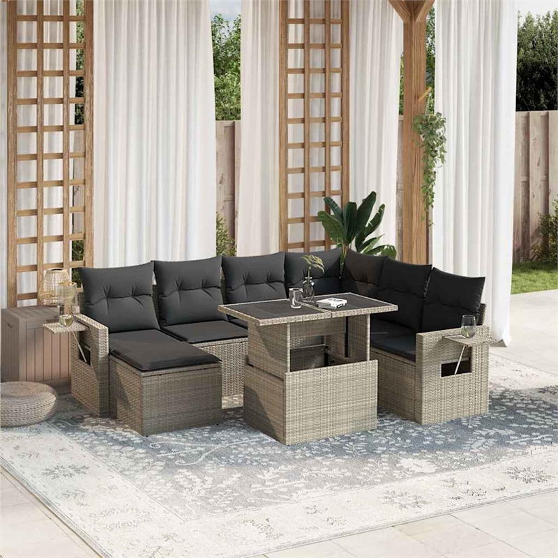 vidaXL 8 Piece Poly Rattan Sofa Set in Gray/Anthracite