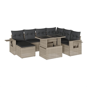 vidaXL 8 Piece Poly Rattan Sofa Set in Gray/Anthracite