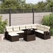 vidaXL 9 Piece Poly Rattan Sofa Set in White/Brown/Cream