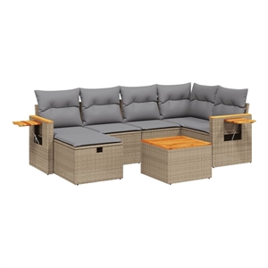 vidaXL 7 Piece Poly Rattan Sofa Set in Beige