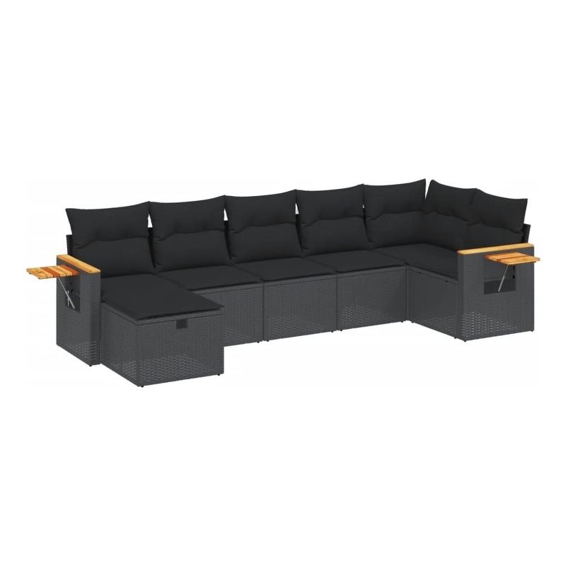 vidaXL 7 Piece Poly Rattan Sofa Set in Black