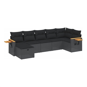 vidaXL 7 Piece Poly Rattan Sofa Set in Black