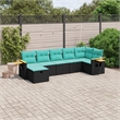 vidaXL 7 Piece Sofa Set in Black/Blue