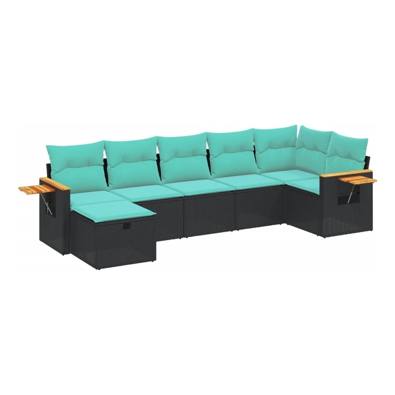 vidaXL 7 Piece Sofa Set in Black/Blue