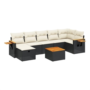 vidaXL 8 Piece Solid Acacia Wood Sofa Set in Black/White/Cream