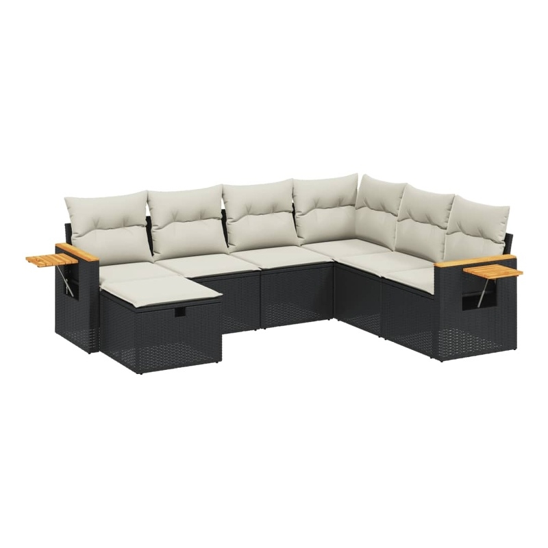 vidaXL 7 Piece Steel Sofa Set in Black/White/Cream