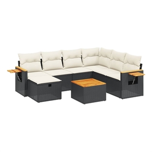 vidaXL 8 Piece Solid Acacia Wood Sofa Set in Black