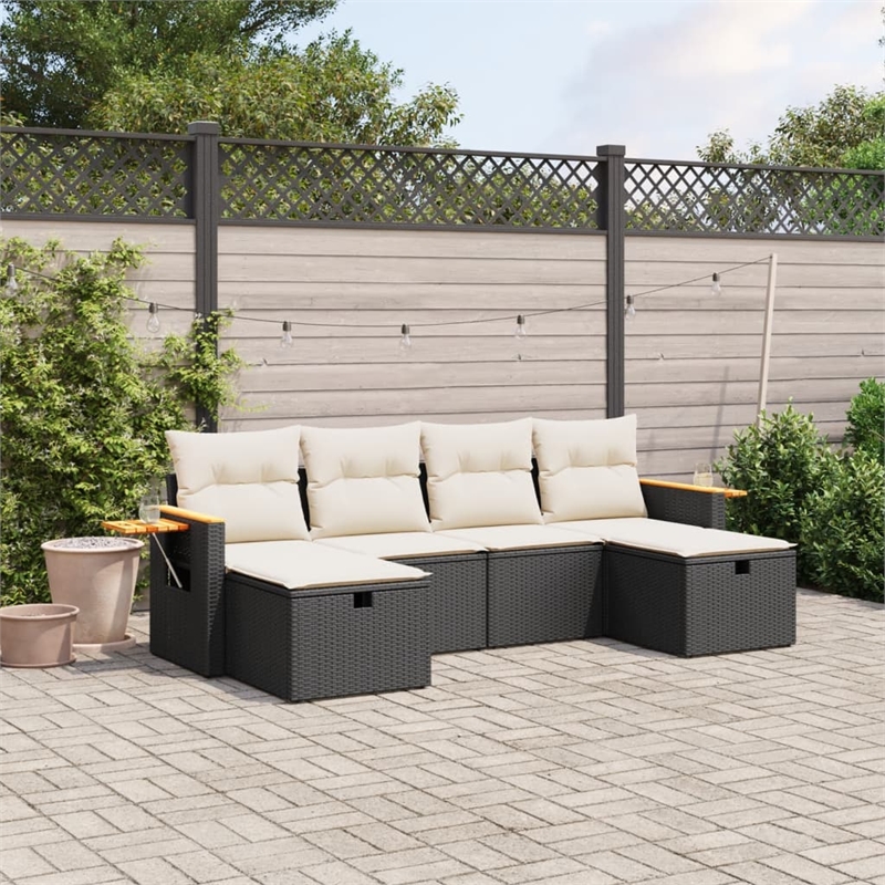 vidaXL 6 Piece Steel Sofa Set in Black