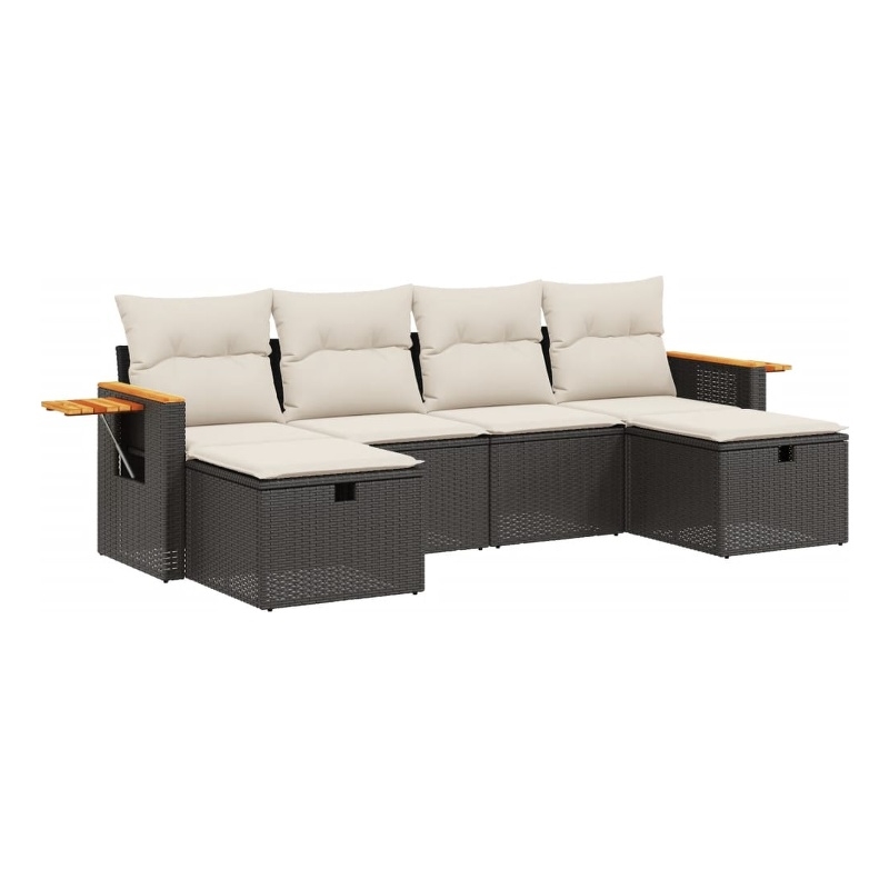 vidaXL 6 Piece Steel Sofa Set in Black