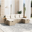 vidaXL 6 Piece Poly Rattan Sofa Set in Beige