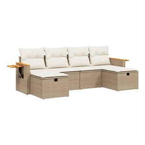 vidaXL 6 Piece Poly Rattan Sofa Set in Beige
