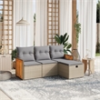 vidaXL 4 Piece Poly Rattan Sofa Set in Gray/Beige