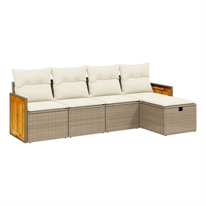 vidaXL 5 Piece Poly Rattan Sofa Set in Beige