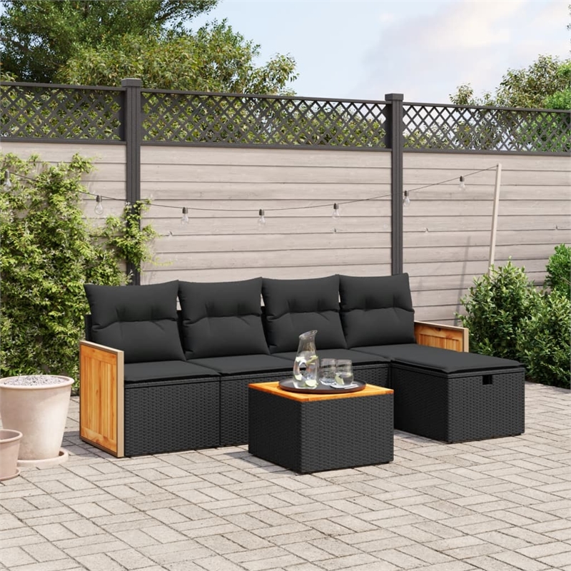 vidaXL 6 Piece Steel Sofa Set in Black