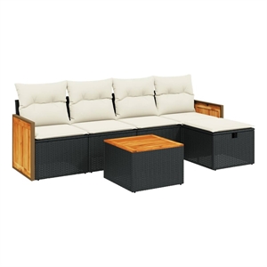 vidaXL 6 Piece Poly Rattan Medium Sofa Set in Black