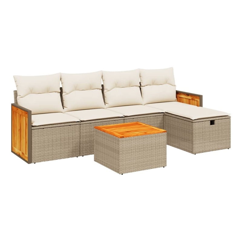 vidaXL 6 Piece Steel Sofa Set in Beige