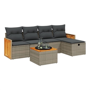 vidaXL 6 Piece Poly Rattan Sofa Set in Gray