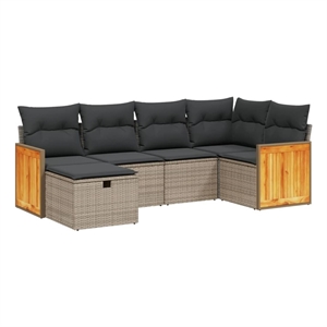 vidaXL 6 Piece Poly Rattan Small Sofa Set in Gray