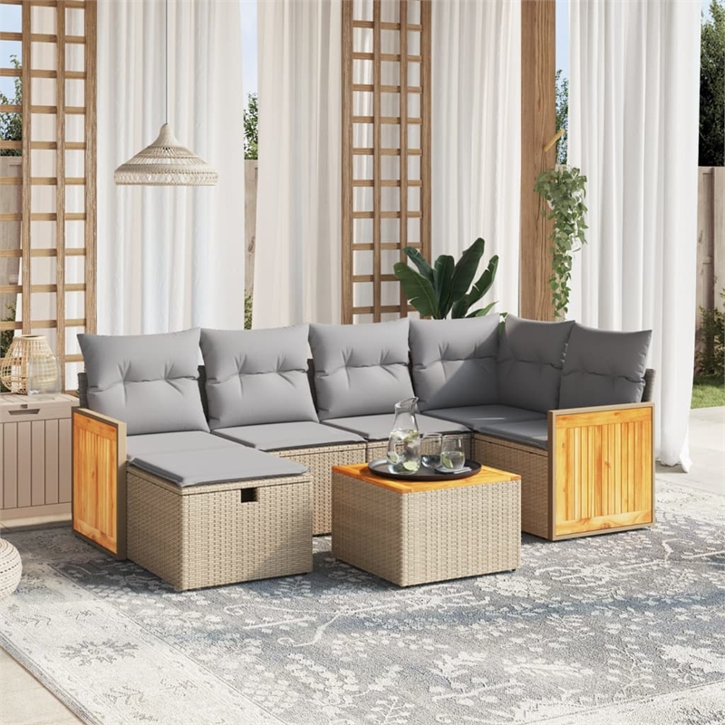 vidaXL 7 Piece Sofa Set in Gray/Beige