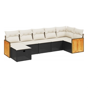 vidaXL 7 Piece Poly Rattan Small Sofa Set in Black