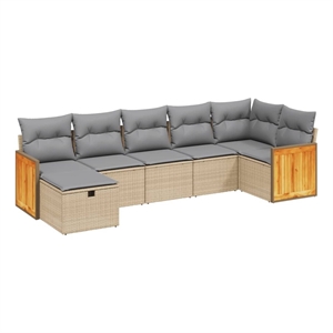 vidaXL 7 Piece Poly Rattan Sofa Set in Beige