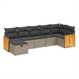 vidaXL 7 Piece Poly Rattan Small Sofa Set in Gray