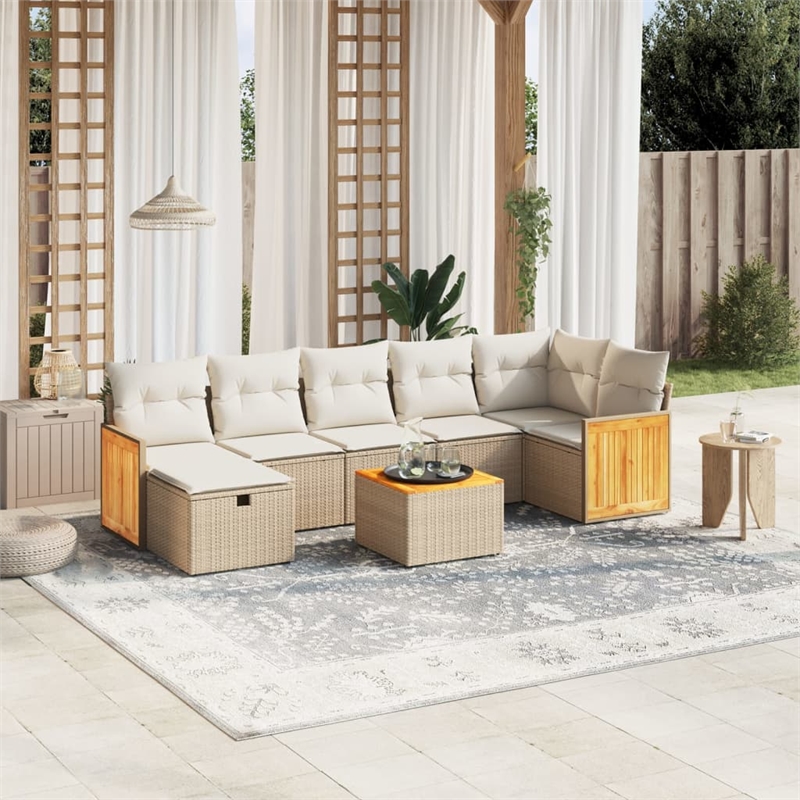 vidaXL 8 Piece Sofa Set in White/Cream/Beige