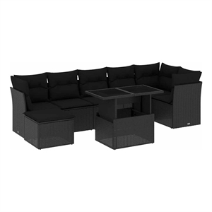 vidaXL 8 Piece Poly Rattan Sofa Set in Black
