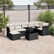 vidaXL 8 Piece Steel Sofa Set in Black/White/Cream