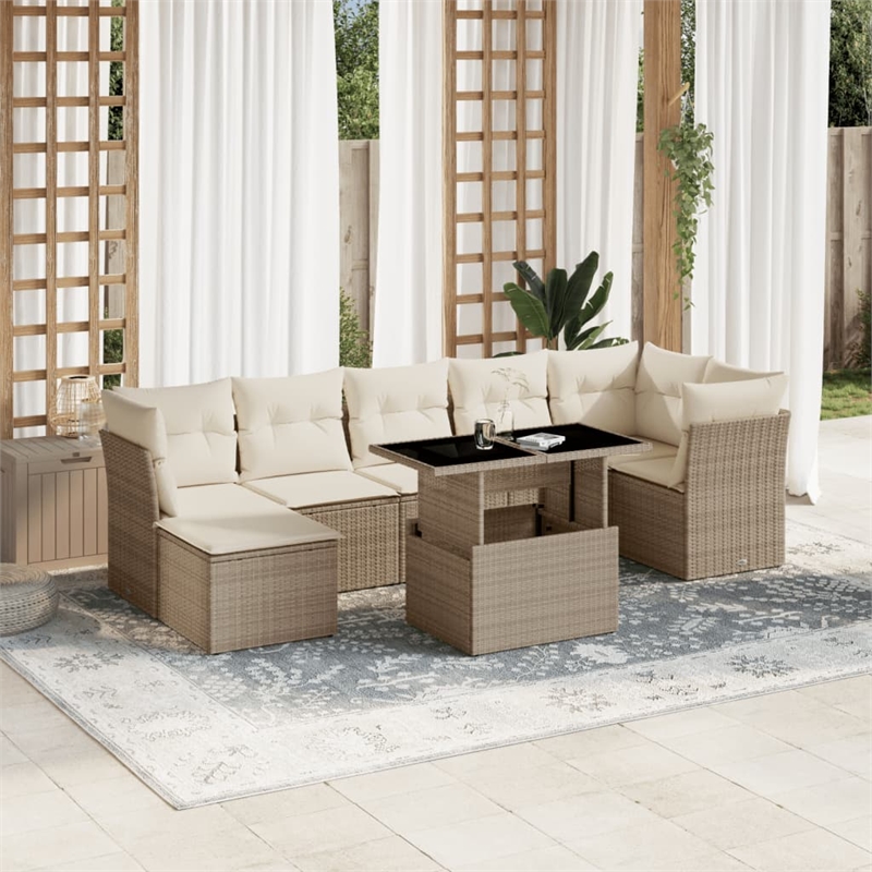 vidaXL 8 Piece Poly Rattan Sofa Set in Beige