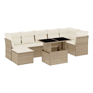 vidaXL 8 Piece Poly Rattan Sofa Set in Beige