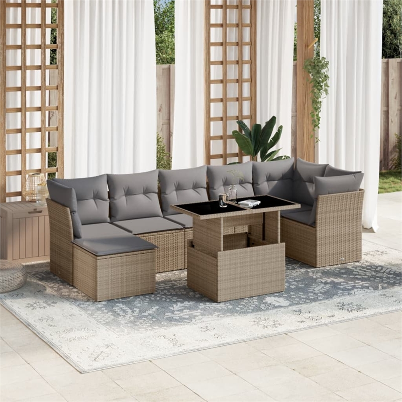vidaXL 8 Piece Large Sofa Set in Beige
