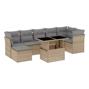 vidaXL 8 Piece Large Sofa Set in Beige